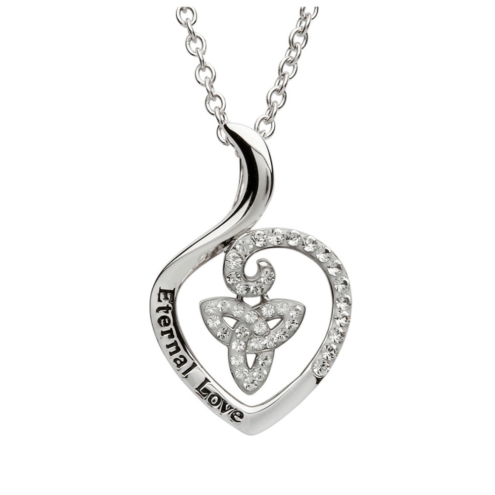 Sterling Silver "Eternal Love" Trinity Knot Pendant with Swarovski Crystals